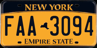 NY license plate FAA3094