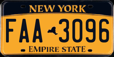 NY license plate FAA3096