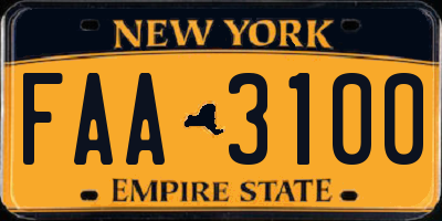 NY license plate FAA3100