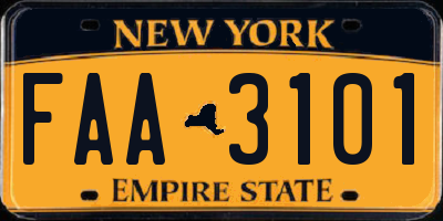 NY license plate FAA3101