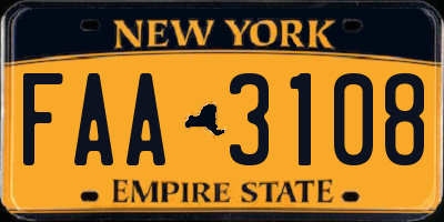 NY license plate FAA3108