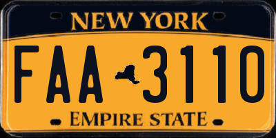 NY license plate FAA3110