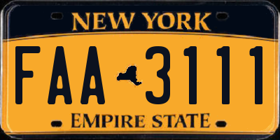 NY license plate FAA3111