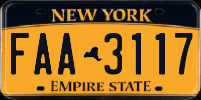 NY license plate FAA3117