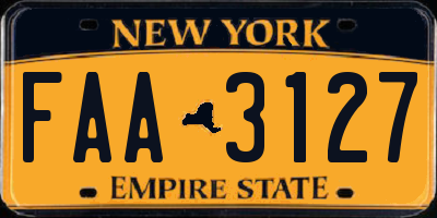 NY license plate FAA3127