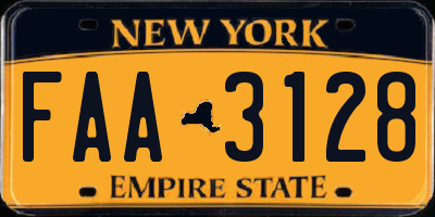 NY license plate FAA3128