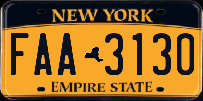 NY license plate FAA3130