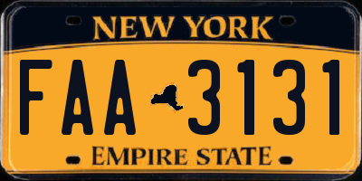 NY license plate FAA3131