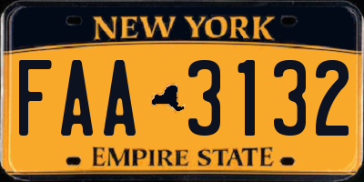 NY license plate FAA3132