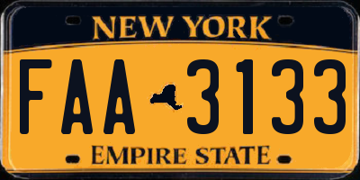 NY license plate FAA3133