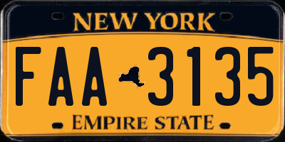 NY license plate FAA3135