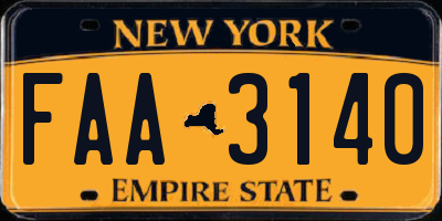 NY license plate FAA3140