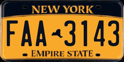 NY license plate FAA3143