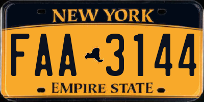 NY license plate FAA3144