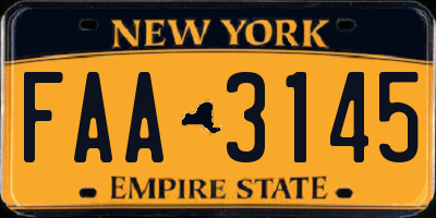 NY license plate FAA3145