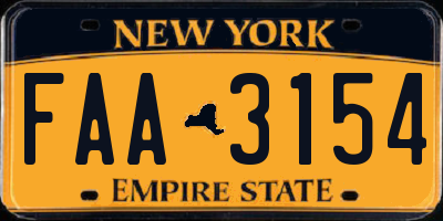 NY license plate FAA3154