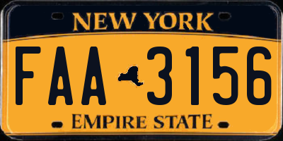 NY license plate FAA3156