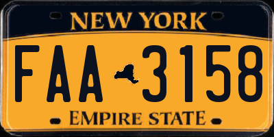 NY license plate FAA3158