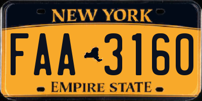 NY license plate FAA3160