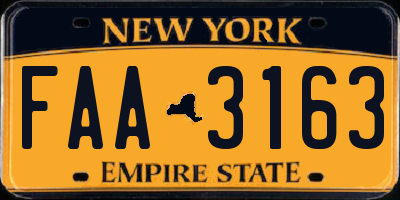 NY license plate FAA3163