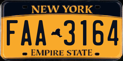 NY license plate FAA3164