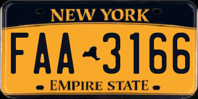 NY license plate FAA3166