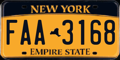 NY license plate FAA3168