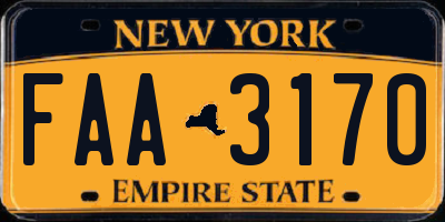 NY license plate FAA3170