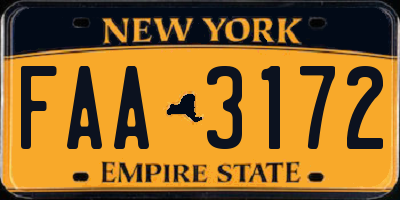 NY license plate FAA3172