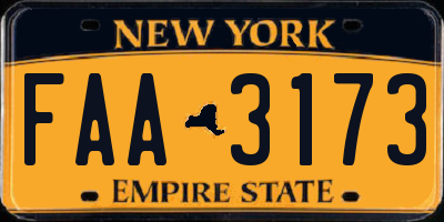 NY license plate FAA3173