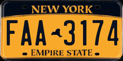 NY license plate FAA3174