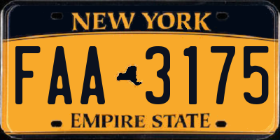 NY license plate FAA3175