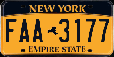 NY license plate FAA3177