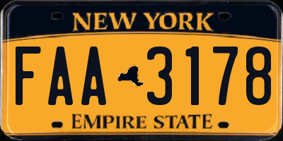 NY license plate FAA3178