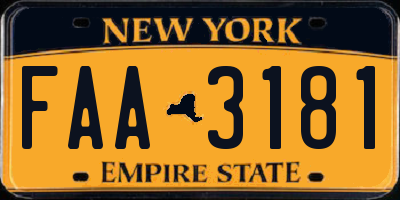 NY license plate FAA3181