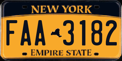 NY license plate FAA3182