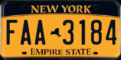 NY license plate FAA3184