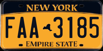 NY license plate FAA3185