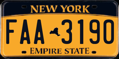 NY license plate FAA3190