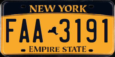 NY license plate FAA3191