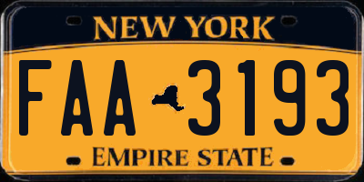 NY license plate FAA3193