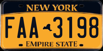 NY license plate FAA3198