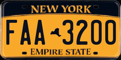 NY license plate FAA3200