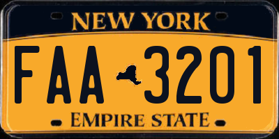 NY license plate FAA3201