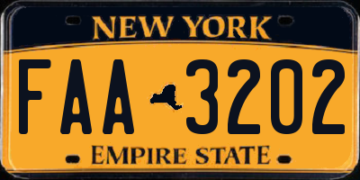 NY license plate FAA3202