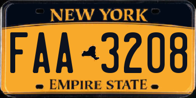 NY license plate FAA3208