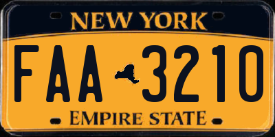 NY license plate FAA3210