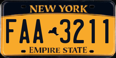 NY license plate FAA3211