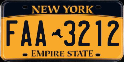 NY license plate FAA3212