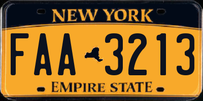 NY license plate FAA3213